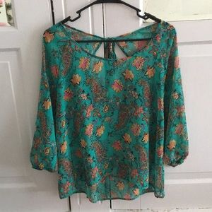 Beautiful sheer floral blouse- Size L